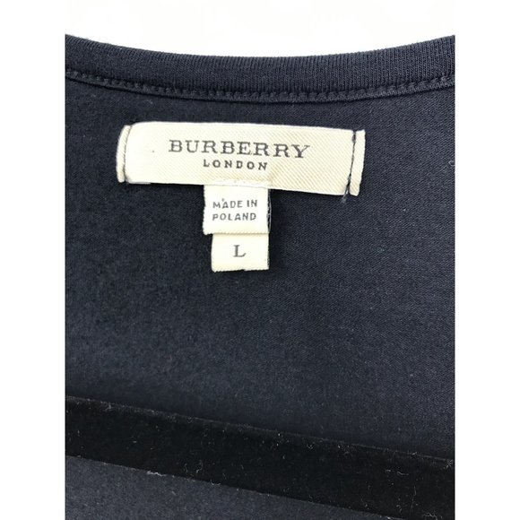 Burberry Babydoll  Plaid Trim V-Neck Dress Cotton Stretch Black Size Large - Picture 5 of 7